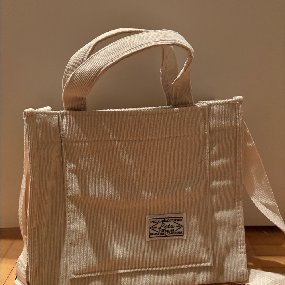 Beige Canvas Tote Bag